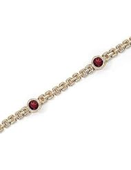 14kt Yellow Gold Round Garnet Bracelet
