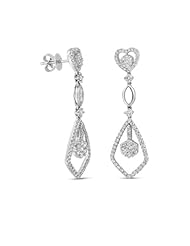 1.59cttw Dangling Cluster Earrings set in 18k White Gold