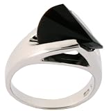 Silver Swarovski Crystal Glass Black Onyx Ring Jewelry Size 8 Gift Box Bucasi SALE
