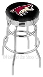 Phoenix Coyotes 25 Inch Chrome Double Ring Swivel Bar Stool with Ribbed Accent Ring