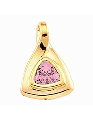 18K Yellow Gold Trillion Cut Pink Sapphire Pendant -- LIFETIME WARRANTY