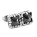 Men's Stainless Steel Stud Earrings Agate Silver Tone Black Square