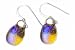 Baerreis - Hand Crafted Artisan Fused Art Glass Earrings - Dichroic, Soft sparkling - Amber w/ Copper Wire Work, Sterling Silver