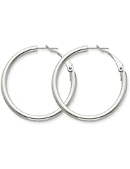 3mm, 14K White Gold Omega Back Round Hoop Earrings, 35mm (1 3/8")