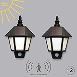 Set of 2 Outdoor Warm White Solar Sconce with Motion Detection