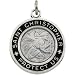 Clevereve's Sterling Silver 19.00 mm Black Enamel St. Christopher Medal With 18.00 Inch Chain