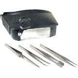 Loupe Opti Headband Magnifier & 4 Tweezers Gem Tools