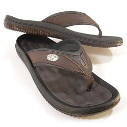 Men's Brown Leather Collegiate Flip Flops