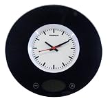 Glass kitchen scales with clock - Black