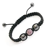 Ruby Theme Red Crystal Charm Bracelet with Hematite Beads Adjustable Hand Braided Bracelet July Birthstone for Women, Men, Teens and Kids