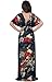 KOH KOH Women's Kimono Sleeve V-Neck Versatile Long Floral Print Maxi Dress