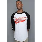 Us Vs Them The Captialist Pigs Raglan Tee in Black & White,Tops for Men
