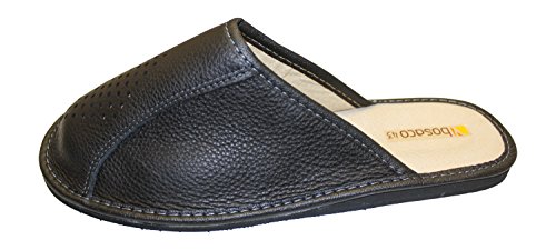 Men comfort slippers Genuine Cowhide Natural Leather Closed Toe and Eva Sole