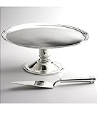BANDED CAKE PLATE AND SERVER - BANDED SILVER FOOTED CAKE PLATE AND SERVER - cake plate