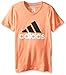 adidas Big Girls' Logo Short Sleeve Tee, Sun Glow/Black, Large/14