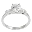 Tressa Silvertone Baguette and Round-cut Cubic Zirconia Ring