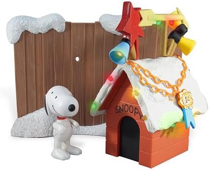 Peanuts Snoopy Lighted Christmas Doghouse with Poseable Figure and Sound