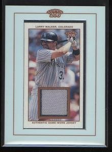 Larry Walker 2002 Topps 206 Baseball Game Worn Jersey Card #TR-LW Colorado Rockies