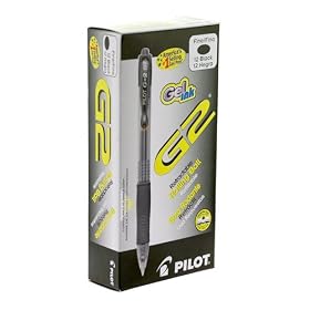 Pilot G-2 Retractable Black Gel Ink 0.7 mm Fine Point Rolling Ball Pen, Pack of 12