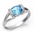 14k White Gold Blue Topaz and Diamond Ring
