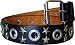 Black Geniune Leather Punk Rock Belt With Eyelets and Metal Stars
