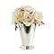 Potted White Rose Faux Floral Arrangement - Medium