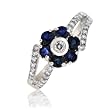 0.55ct tw Natural White Diamond (SI-Clarity GH-Color) with Sapphire Round Stones in 14k White Gold