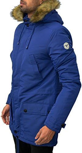 Mens Designer Le Breve Padded Parka Jacket Hooded With Fur Navy Freebird Coat Small
