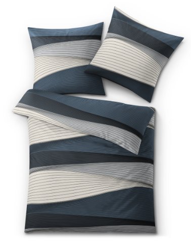 Kleine Wolke 6138901954 Bettw&auml;sche Palma / 155 x 220 cm und 80 x 80 cm / 2-teilig, anthrazit
