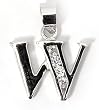 Silver Block Initial Pendant with Cubic Zirconia, Size: 12mm