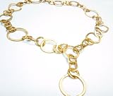 14K Yellow Gold Matte-Finish Hand-Crafted Round-Shaped Open Link Y-Shaped Necklace, Enhanced with Burnish Set Diamonds.