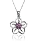 Sterling Silver Amethyst Flower Pendant, 18"