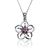 Sterling Silver Amethyst Flower Pendant, 18"