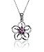 Sterling Silver Amethyst Flower Pendant, 18" title=