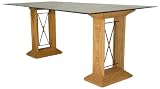 Hansen Rattan 8400/1F S&auml;ulentisch honig gebeizt / S&auml;ulen mit Metallstreben / B 150 T 90 H 77 cm
