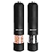 PomStream Battery Operated Salt or Pepper Mill and Grinder with Adjustable Grind Level, Transparent Ingredient Window and LED Light (Black - Single Pack)