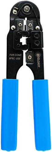 Delcast CP-8A RJ-45 Crimping Pliers, Crimp, Cut and Strip Tool with 50 Modular Connectors