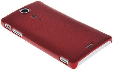 MOONCASE Hard Rubberized Rubber Coating Litchi Skin Devise Back Case Cover For Sony Xperia TX LT29i Red