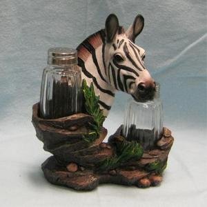 Zebra Salt and Pepper Shaker Holder Figurine
