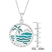 Sterling Silver Created Blue Opal Palm Tree & Ocean Circle Pendant with 18