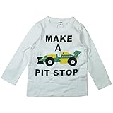 《H28年秋冬物》 CHEEK ROOM(チイクルーム) 製品洗い加工済み42/2天竺レーシングカー長袖Tシャツ 110cm/OW NO.B-460267