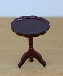 Dollhouse Miniature Mahogany Piecrust Side Table