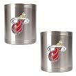 Miami Heat 2pc Stainless Steel Can Holder Set - Primary Logo NBA Basketball