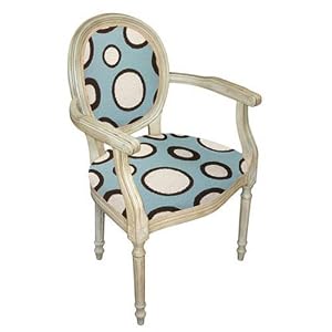 123 Creations C731AWAC Dots in Blue Needlepoint Armchair in White Wash - 100 Percent Wool by 123 Creations
