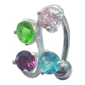 Belly Button Rings Multi Color Vine Navel
