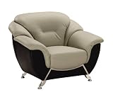 Global Furniture 6018-RV-CH Evan Collection Bonded Leather Matching Chair, Gray/Black