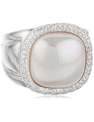 Majorica 14mm White Square Mabe Pearl Ring, Size 7.5