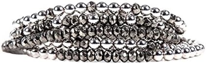 Jaimie Nicole Set of 5 Sterling Silver and Pyrite Beaded Bracelet Set