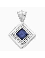 14K Yellow Gold Princess Cut Tanzanite and Diamond Pendant -- LIFETIME WARRANTY