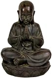 Simple, Spiritual, Beautiful, New Age Art Gifts - 15" Large Japanese Sitting Zen Buddhist Monk Statue in Namaste Mudra